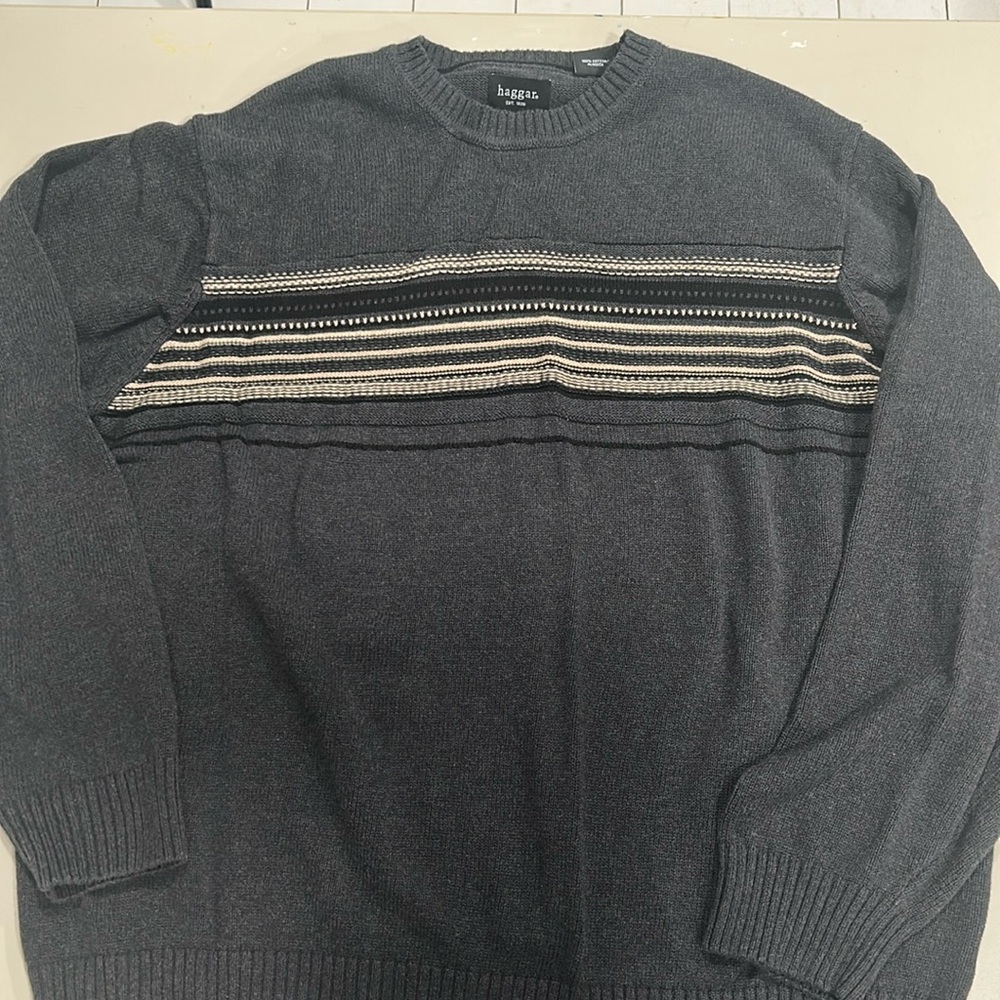 Haggar Blue Crew Neck striped sweater XXL